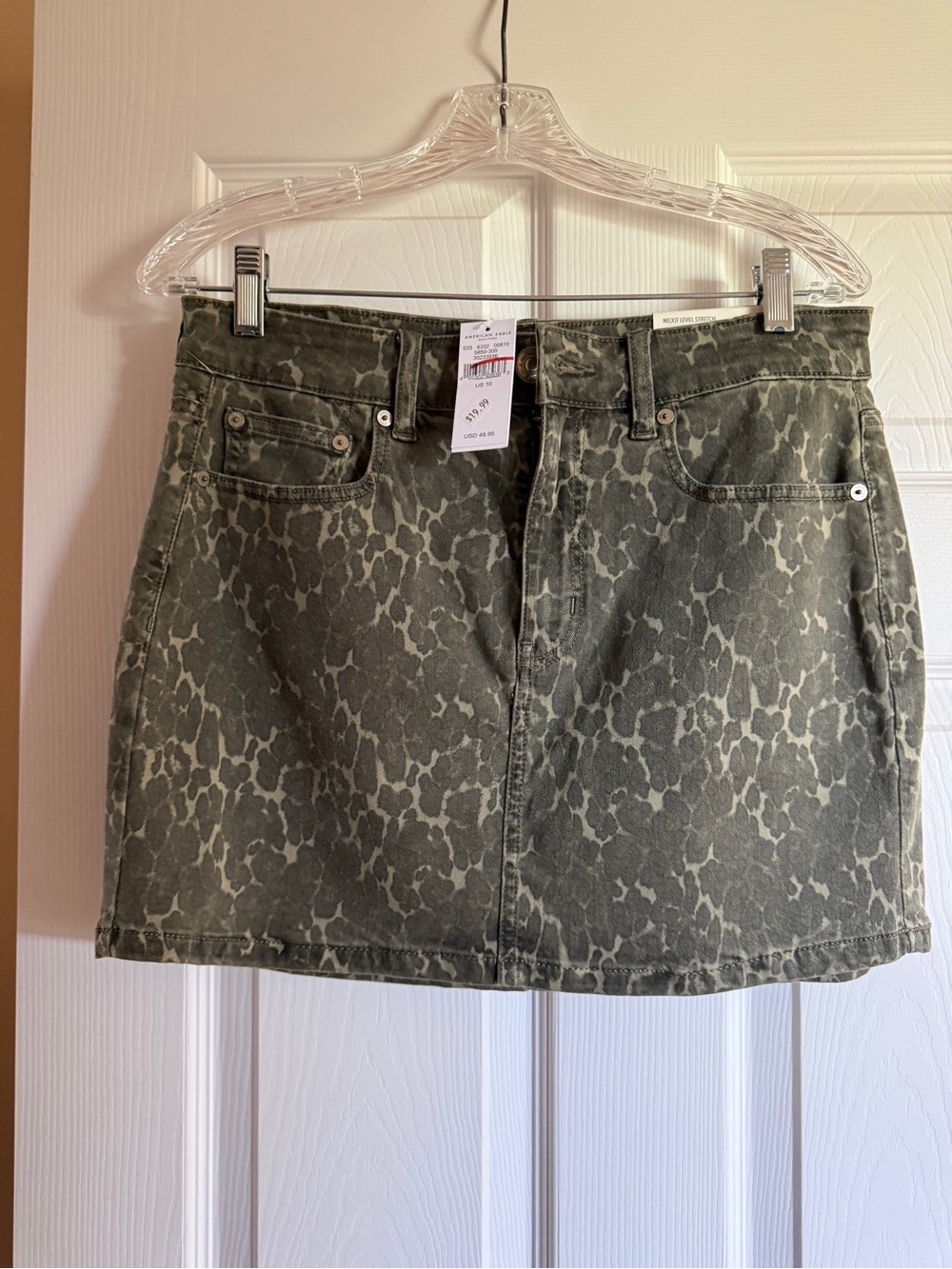American Eagle Leopard Cheetah Denim Mini Skirt